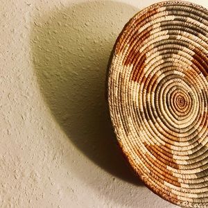 SALE XL Bohemian Woven Wicker Basket Wall Art